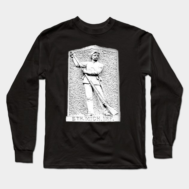 5th Michigan Infantry Monument Gettysburg Long Sleeve T-Shirt by Andy's Art